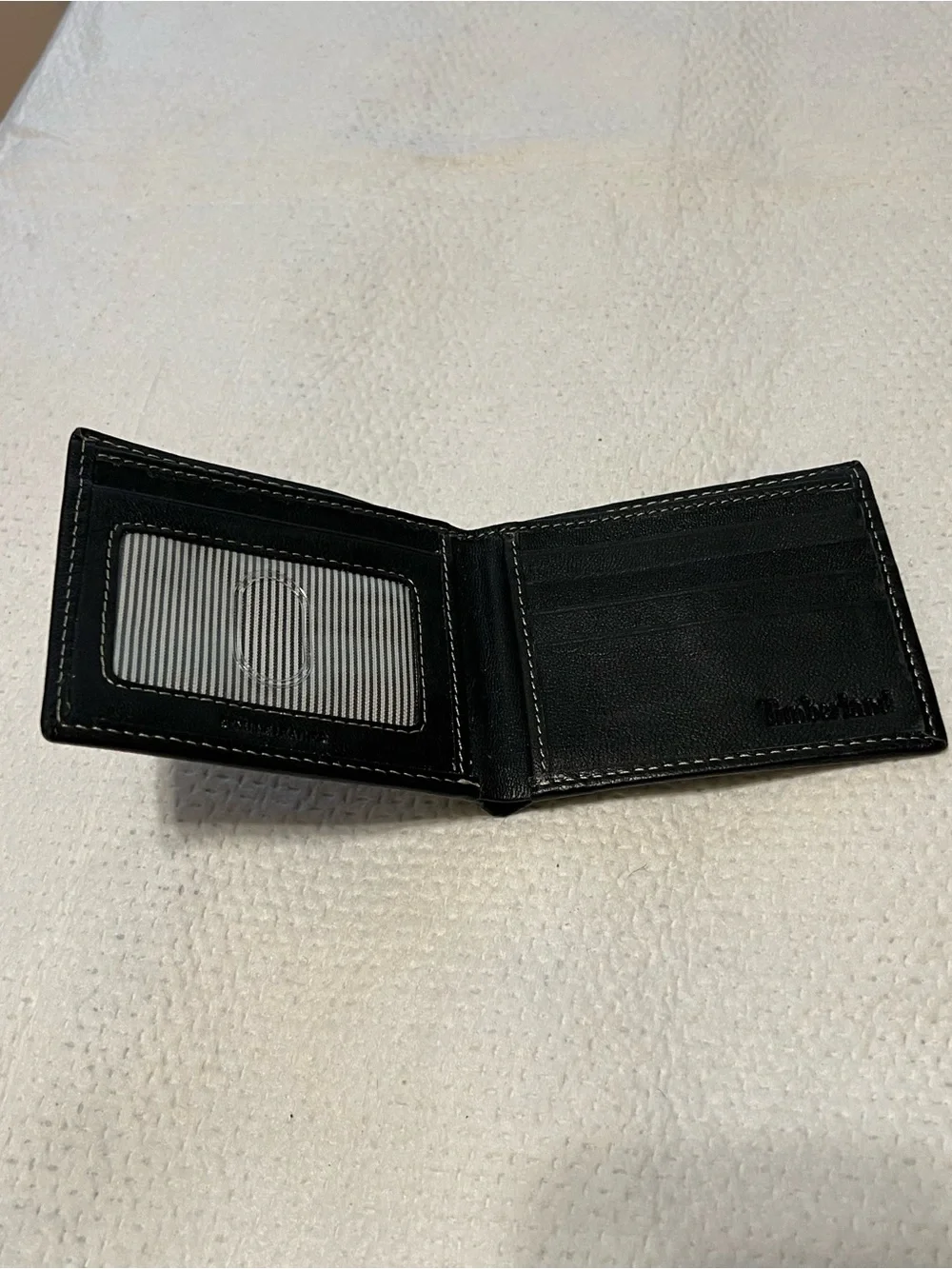 Timberland Black Leather Wallet with Embossed Tree Logo